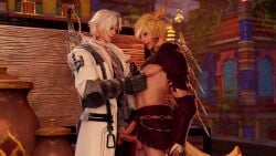 catboy czad0ra final_fantasy final_fantasy_xiv gay hyur males_only miqo'te nipple_play thancred_waters yaoi