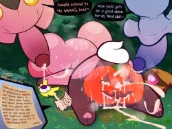 after_sex anthro ass audino badge bag big_penis bodily_fluids cum cum_in_ass cum_inside cum_on_butt dialogue english_text femboy feral feral_male food forest fruit gay gay_anal gay_male gay_sex generation_3_pokemon generation_5_pokemon generation_6_pokemon genital_fluids genitals hi_res homosexual homosexual_male homosexual_sex letter male male/male male_(lore) male_feral male_only male_penetrated male_pokemon nintendo outdoors paper penis plant pokemon pokemon_(species) pokemon_mystery_dungeon puff_(softestpuffss) pumpkaboo pumpkin pumpkin_butt shuppet softestpuffss solo_male spike_chunsoft sweat text