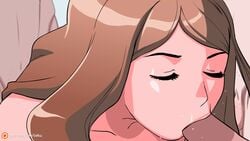 1girls 3boys animated blowbang brown_hair cum cum_in_mouth fellatio female long_hair male no_sound oral original penis saliva tagme tammy_(tekuho) tekuho video