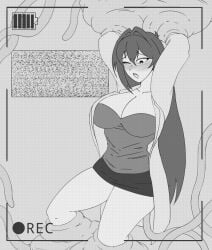 1girls ambiguous_penetration big_breasts bondage breast_expansion breasts cleavage comic female hitama original_character recording tentacle tentacle_rape tentacle_sex textless