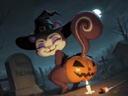 ai_generated animal_crossing animated anus ass ass_shake cackle cum cum_from_pussy cute female furry graveyard grok halloween laugh pecan_(animal_crossing) presenting_ass pumpkin_butt pussy sound squirrel tagme tombstone twerking video witch