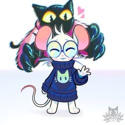 1280x1280 1:1 1boy 1boy1girl 1girls 2020s 2025 2anthros 2furrys 69blackcat69 anthro_on_anthro artist_logo artist_name big_boobs big_breasts big_hands black_body black_cat blue_pupils blue_sweater blurry_background blush blush_lines blushing_at_viewer breasts circular_glasses claws contrast dark_blue_body dark_blue_fur digital_drawing_(artwork) digital_media_(artwork) dot_eyes felid feline female female/female furry furry_female furry_male furry_only glasses gradient_tail greeting heart heart_symbol hood_down jpeg larger_female_smaller_male looking_at_viewer male male/female male_focus manouri_(69blackcat69) mouse mouse_boy mouse_ears mouse_tail oblivious oc olive_(69blackcat69) original original_character original_characters oversized_clothes oversized_clothing oversized_sweater pink_hoodie pink_nose pink_shoes pink_tail_tip rodent rodent_teeth round_head sequence_parts shy shy_smile size_difference slim_tail small_feet smaller_male_larger_female tail_up thin_tail watermark white_body white_fur white_ground yellow_eyes