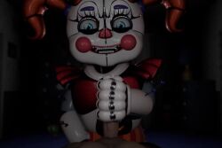 1girls 3d accurate_art_style animated blue_eyes circus_baby circus_baby_(fnaf) circus_baby_(original) clown clown_girl female five_nights_at_freddy's five_nights_at_freddy's:_sister_location handjob invasive_skelly loop male no_sound red_hair straight tagme thick_thighs thighs twintails video white_skin