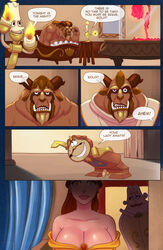 beast_(disney) beauty_and_the_beast belle breasts cleavage cogsworth comic disney disney_prince disney_princess huge_breasts lumière razter text wardrobe_(beauty_and_the_beast)