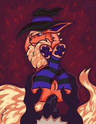 anal anal_sex anemone_(sleepyanemone) clothing duo eeveelution female female_focus feral flareon generation_1_pokemon generation_7_pokemon halloween hat headgear headwear hi_res holidays legwear male male/female mimikyu nintendo nonbinary_(lore) paws penetration piercing pokemon pokemon_(species) sleepyanemone stockings witch_hat