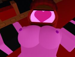 3d 4:3 artist_request breasts female forsaken_(roblox) nipples no_bra no_shirt pink_skin roblox roblox_game robloxian tagme tv_head veeronica