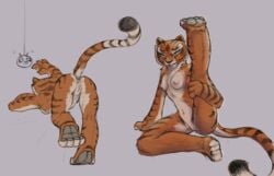 2017 animal_genitalia anthro anus ass breasts feline female furry furry_only kung_fu_panda mammal master_tigress no_humans pussy simple_background solo tacticalmagpie tiger