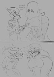 1boy 1girls bending_over big_ass big_breasts breasts cinderace egon_spengler fat_ass female ghost ghostbusters halloween male mommy_milkers pokemon pokemon_(species) scared scared_expression thick_thighs znixye