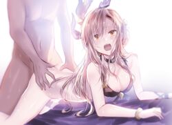 1boy 1girls all_fours ass ass_grab bangs bent_over blonde_hair bloom blush bottomless bra bracelet bracer brown_hair choker cleavage doggy_style faceless_male female female_focus from_behind garters granblue_fantasy hair_ornament half-closed_eyes kneeling leaning_forward light_brown_hair long_hair looking_at_viewer myusha navel no_panties open_mouth orange_eyes sex song_(granblue_fantasy) tears tied_hair underwear upper_teeth white_background white_skin yellow_eyes