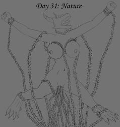 absurd_res anthro aspen_(pyro_celiac) big_breasts brambles breast_torture breasts breasts_tied clitoral_hood clitoris dragon female front_view genital_torture genitals hi_res monochrome multiple_insertions mythological_creature mythological_scalie mythology nipples nude pain punishment punishment_sex pussy pussy_torture pyro_celiac scalie screaming sex solo spread_arms spread_legs spreading struggling tentacle thorns torture vine_bondage vine_tentacles vulva