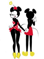 2017 4_fingers alternate_body_type anthro ass black_fur clothing digital_media_(artwork) disney dress duo exhibitionism eyelashes faceless_male female filthypally flapper flower fur gloves half-closed_eyes hand_holding hat long_eyelashes looking_at_viewer male mammal mickey_mouse minnie_mouse mouse one_eye_closed plant presenting presenting_hindquarters presenting_pussy pussy rear_view rodent upskirt white_background wink