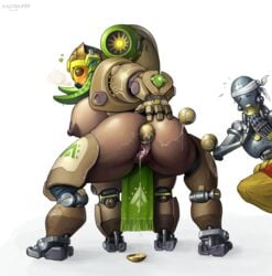 1girls 2d 4_legs ambiguous_gender anal anal_beads anal_insertion anus ass big_ass blizzard_entertainment blush breasts duo female hand_on_ass headband heart horn humanoid large_breasts levitating living_machine machine male no_humans omnic orgasm orisa overwatch pussy pussy_juice pussy_juice_drip razyda777 robot sweat taur thick_thighs wide_hips zenyatta