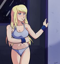 female grey_panties half-shirt metroid nintendo panties samus_aran solo sonicknight007