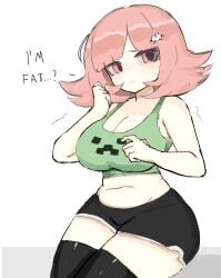 1girls 2d artist_request big_ass big_breasts big_butt breasts chubby chubby_female creeper_face danganronpa danganronpa_2:_goodbye_despair female female_only gamer_girl hair_ornament melink_(artist) minecraft nanami_chiaki pink_eyes pink_hair short_hair shorts thick thick_hips thick_legs thick_thighs thighhighs thighs