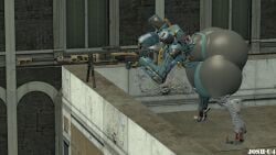 apex_legends ass big bottom_heavy bulge josh-u4 machine male male_only non-human non-human_only pathfinder_(apex_legends) robot sniper_rifle thong weapon