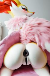 ai_generated anus ass black_anus black_pussy blush braixen female furrypornaddiction huge_anus looking_at_viewer pokemon pussy rear_view solo towel