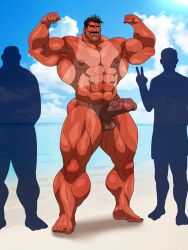 armpit armpits balls bara boner erection facial_hair flexing hitenmaru male male_only muscles muscular musk nude penis sweat sweating