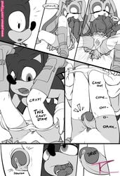 animal_humanoid big_penis boots clothing comic cream_the_rabbit cute doujinshi footwear furry hedgehog humanoid invalid_tag lagomorph mammal monochrome panties penis pussy rabbit_humanoid rabbit_tail skirt sonic_(series) sonic_the_hedgehog tc underwear wet