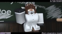 1girls 2025 3d dated deer doe_(alfa995) dr._doe’s_chemistry_quiz female_focus furry gloves letterbox moosty roblox robloxian tagme white_clothing