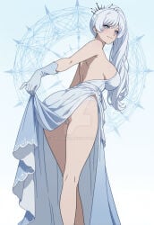 1girls ai_generated blue_eyes rwby weiss_schnee white_hair