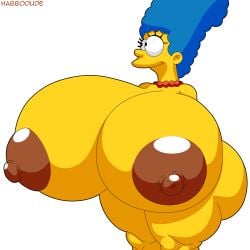1girls 20th_century_fox 20th_century_studios big_breasts breasts dark_nipples female fox_corporation gracie_films habbodude marge_simpson nipples the_simpsons