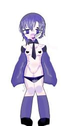 art bad_quality bite bite_mark d4dj different_artstyle hickey ibispaintx no_tattoo nsfw panty_pull purple_eyes purple_hair sophia_(d4dj) yaoigoon