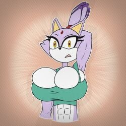 1:1 2025 abs absurd_res anthro athletic athletic_female biceps big_breasts blaze_the_cat bra breasts cleavage cleavage_overflow clothed clothing confusion deepseaanemone digital_media_(artwork) domestic_cat eyebrows felid feline felis female front_view hand_behind_head hi_res huge_breasts huge_filesize looking_at_viewer mammal muscular muscular_female raised_eyebrow sega solo sonic_(series) sonic_the_hedgehog_(series) sports_bra standing underwear