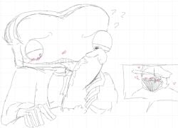 bread breadhead_(the_gaslight_district) confused_look gay grinning_at_partner jaybaeartz licking_penis male non-human non-human_only pestro_(jaybaeartz) pubic_hair the_gaslight_district throbbing_penis toony veiny_penis wide_grin