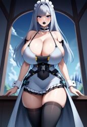1girls adapted_costume ai_generated arm_strap arms_at_sides belt belts bimbo bimbo_body bimbo_lips bimbofication bimbofied breasts buttoned_cuffs castle choker cleavage coat colored_nails cuffs ethel_(xenoblade) eyeshadow female frilled_choker frills huge_breasts indoors lipstick long_nails maid maid_headdress maid_may massive_breasts novelai shoulder_strap solo solo_female spaghetti_strap tgm101_(artist) thighhighs thin_waist wide_hips wrist_cuffs xenoblade_(series) xenoblade_chronicles_(series) xenoblade_chronicles_3