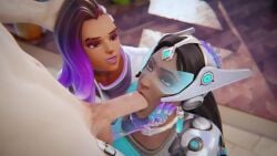 1boy 2girls assisted_fellatio black_hair blowjob brown_hair cawneil dark-skinned_female fellatio female human indian indian_female interracial interracial_fellatio latina light-skinned_male male mexican_female multiple_girls olivia_colomar oral overwatch penis purple_eyes purple_hair satya_vaswani sombra sound straight symmetra tagme threesome video white_male yellow_eyes