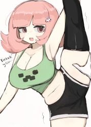 1girls artist_request big_ass big_breasts big_butt breasts chubby chubby_female creeper_face danganronpa danganronpa_2:_goodbye_despair exercise exercising female female_only gamer_girl hair_ornament holding_leg holding_leg_up holding_legs_up leg_up legs_up melink_(artist) minecraft nanami_chiaki pink_eyes pink_hair short_hair shorts thick thick_hips thick_legs thick_thighs thighhighs thighs