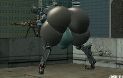 apex_legends ass ass_focus big bulge josh-u4 machine male male_only non-human non-human_only pathfinder_(apex_legends) robot sniper_rifle thong weapon
