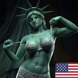 3d 3d_(artwork) ai ai_art ai_assisted ai_generated emoji flag flirting french french_female green_body lady_liberty lewd lingerie nipple nipple_slip nudity rule34 rule_34 statue statue_of_liberty strip stripping tagme united_states_of_america usa