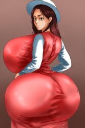 aged_up aged_up_(hopefully) aot ass ass_focus attack_on_titan big_booty big_breasts big_titties breasts brown_hair brunette_female brunette_hair exaggerated_proportions female from_behind gabi_braun gigantic_ass gigantic_breasts hourglass_figure huge_ass huge_breasts large_ass large_breasts massive massive_breasts pinafore_dress shingeki_no_kyojin snk teenage_girl teenager time_skip