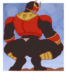 1boy armor armored_male ass ass_focus back_view big_ass big_butt broly_culo butt_focus facing_away facing_viewer helmet kamen_rider kamen_rider_kuuga kamen_rider_kuuga_(series) large_ass large_butt legs_apart legs_spread looking_at_viewer looking_back looking_back_at_viewer male male_focus male_only mask masked masked_male meme muscles muscular muscular_male radiozoart red_armor red_eyes solo solo_focus squatting traced yusuke_godai