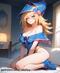 absurd_res ai_generated anime blonde_female blonde_hair blonde_hair blonde_hair_female blush blush blush_stickers cute dark_magician_girl female hat hi_res highres long_hair magic magic_user magical_girl ozziru patreon revealing_clothes self_upload uncensored wizard_hat yu-gi-oh!
