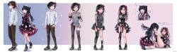 ! 1boy 2girls ? absurdres black_dress black_hair black_shoes black_thighhighs blush breasts brown_eyes brown_pants dildo dress elisabetlis english_text flower genderswap_(mtf) hair_flower hair_ornament highres latex lingerie long_hair love_live! love_live!_sunshine!! medium_breasts multiple_girls open_mouth original panties pants pink_eyes pink_panties purple_hair pussy_juice rule_63 sakurauchi_riko sequential sex_toy shirt shoes surprised thighhighs tongue tongue_out transformation transforming_clothes tsushima_yoshiko underwear vaginal_penetration veil white_shirt white_tiara yellow_eyes yuri