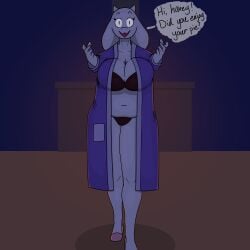 1:1 absurd_res anthro bedroom big_breasts boss_monster_(undertale) bovid bra breasts caprine clothed clothing deepseaanemone dialogue digital_media_(artwork) english_text female footwear front_view goat hi_res huge_breasts inside looking_at_viewer mammal open_clothing open_robe panties reaching_towards_viewer robe shoes slightly_chubby slippers smile solo speech_bubble standing text toriel undertale undertale_(series) underwear