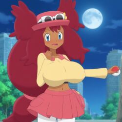 ai_generated big_breasts breasts dark-skinned_female dark_skin female fusion iris_(pokemon) pokemon serena_(pokemon) serena_(pokemon_games) tagme