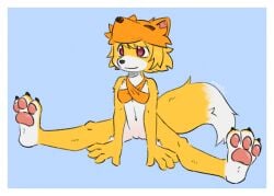 2024 anthro bottomless breasts canid canine clothed clothing digital_media feet female fox full-length_portrait fur genitals hi_res hindpaw humanoid_hands mammal moodytail moonlight_flower navel pawpads paws pinup portrait pose pussy ragnarok_online simple_background sitting small_breasts solo spread_legs spreading tail