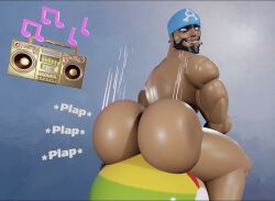 1boy archie_(pokemon) bandana bara beach_ball beard big_ass big_booty big_butt bouncing_ass buff buff_male dreams gay gold_boombox_(prevence) looking_back male male_only mgsnsfw muscular muscular_male one_boy parody pokemon throwing_it_back tounge_out