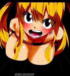 blonde_hair blush breasts fairy_tail female female_only gaston18 kopbyc lucy_heartfilia solo