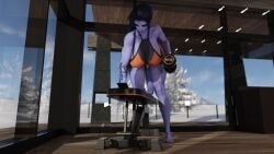 3d 3d_model amelie_lacroix auditour big_breasts big_penis blue-skinned_futa blue_skin daz_studio futa_only overwatch solo widowmaker