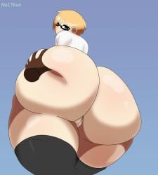 1boy 1girls ass ass_focus ass_grab big_ass blonde_hair blue_eyes bottomless clothed dark-skinned_male dark_skin female from_behind glasses grabbing grabbing_ass grabbing_from_behind huge_ass interracial looking_at_viewer looking_back male mary_bell_(eildude) no17kun no_panties pants pants_down pussy short_hair thick thick_ass thick_thighs