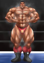 balls bara body_hair bulge flaccid hitenmaru male male_only muscles muscular musk penis solo solo_male sweat sweating