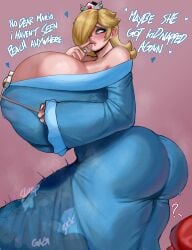 1futa 1girls ass female futa_on_female futanari gigantic_breasts huge_ass huge_breasts huge_cock mario_(series) moisty_boo princess_peach princess_rosalina stealth_sex under_skirt