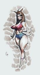 1girls 2024 anthro anthro_female anthro_only big_breasts breasts cameltoe camisole canid canid_humanoid canine canine canine_humanoid clothed clothed_female crop_top curvy curvy_body curvy_female dog_girl dog_humanoid dog_tail extinctyellow eyelashes eyeshadow female female_anthro female_only kneehighs long_hair looking_at_viewer mammal mammal_humanoid micro_shorts midriff multicolored_fur navel nipple_bulge red_topwear sleeveless_shirt solo solo_anthro solo_female thick_thighs watermark white_fur wide_hips