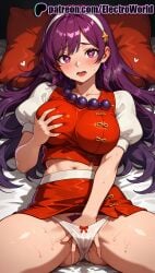1girls 2025 ai_generated artist_name athena_asamiya bed bed_sheet big_breasts big_chest blush bow bow_panties breast_grab breasts bust busty chest cushion earrings electroworld female fingering frilled_pillow grabbing hairband hand_in_own_panties hand_in_panties head_on_pillow heart heart_pillow hi_res high_quality high_resolution highres jewelry king_of_fighters large_breasts laying_down legs_apart legs_spread long_hair lying lying_on_back masturbation navel on_back on_bed open_legs open_mouth panties patreon patreon_username pillow pillow_grab pillow_hug puffy_short_sleeves puffy_sleeves purple_eyes purple_hair pussy_juice self_fondle short_sleeves snk splayed_legs spread_legs stable_diffusion star_(symbol) sweat underwear violet_hair watermark yes yes-no_pillow