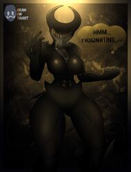 2025 2d 2d_(artwork) 2d_artwork artist_logo artist_name beanontoast bendy_and_the_dark_revival bendy_and_the_ink_machine bendy_fem big_breasts black_body breasts demon demon_girl female horns ink ink_demon monster monster_girl muscle_mommy muscles rule_63 sharp_teeth thick_thighs
