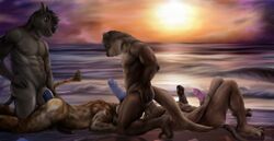 2017 4_toes 5_fingers abs anal anal_sex andre_schaffer anthro anthro_on_anthro balls barefoot beach biped black_fur black_nose black_spots black_tail brown_eyes brown_fur brown_tail cloud cougar cum cumshot detailed_background ejaculation erection feline foursome from_behind_position fur glans grey_balls grey_eyes grey_hair grey_horn grey_nipples grey_penis grey_skin grey_tail group group_sex hair hand_on_ass hand_on_hip holding_penis horn humanoid_hands humanoid_penis hyena interspecies killianwalker kneeling looking_down lying male male_penetrating mammal masturbation max_woodley miles_grigsby multicolored_fur multicolored_tail muscular muscular_male mustelid nick_kilgore nipples nude on_back on_front oral orgasm otter outside pecs penetration penile_masturbation penis pepsi_(fa) rhinoceros rimming sea seaside sex short_hair signature sky snout spots spotted_fur spotted_hyena sun tail_tuft tan_balls tan_fur toes tuft two_tone_fur two_tone_tail water yaoi yellow_fur yellow_tail